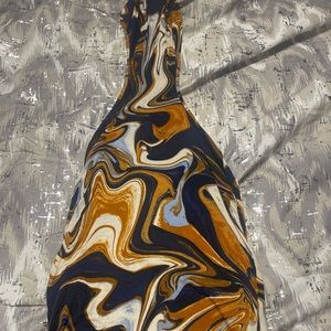 This is an ankle length, multicolor dress, Size M side waist out, show stopper!